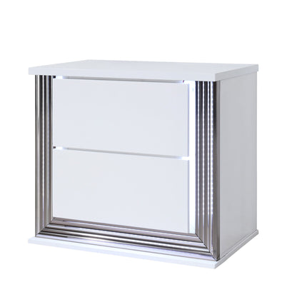 Moon - Smooth Nightstand With LED - White - The Sleep Loft - Online Mattress Showroom NYC