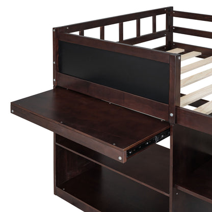 Low Loft Bed With Rolling Desk, Shelf And Drawers - The Sleep Loft - Online Mattress Showroom NYC