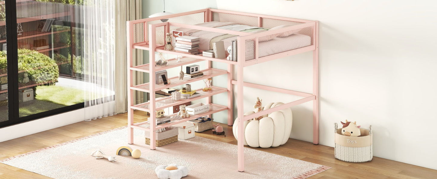 Loft Bed With 4 Tier Shelves And Storage - The Sleep Loft - Online Mattress Showroom NYC