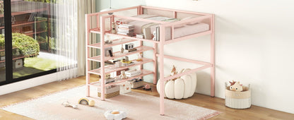 Loft Bed With 4 Tier Shelves And Storage - The Sleep Loft - Online Mattress Showroom NYC