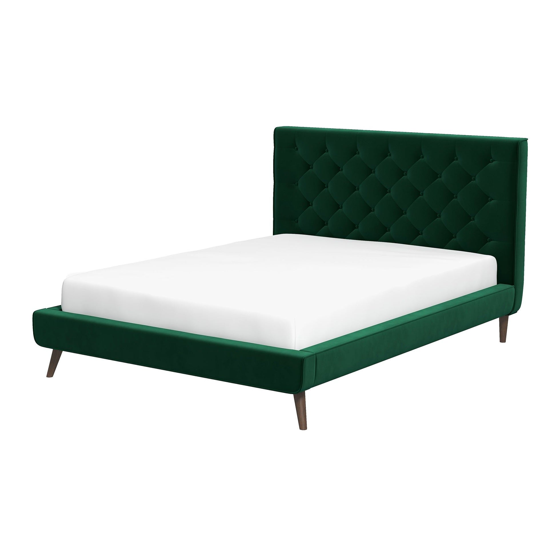 Dillon - Mid-Century Modern Velvet Platform Bed - The Sleep Loft - Online Mattress Showroom NYC