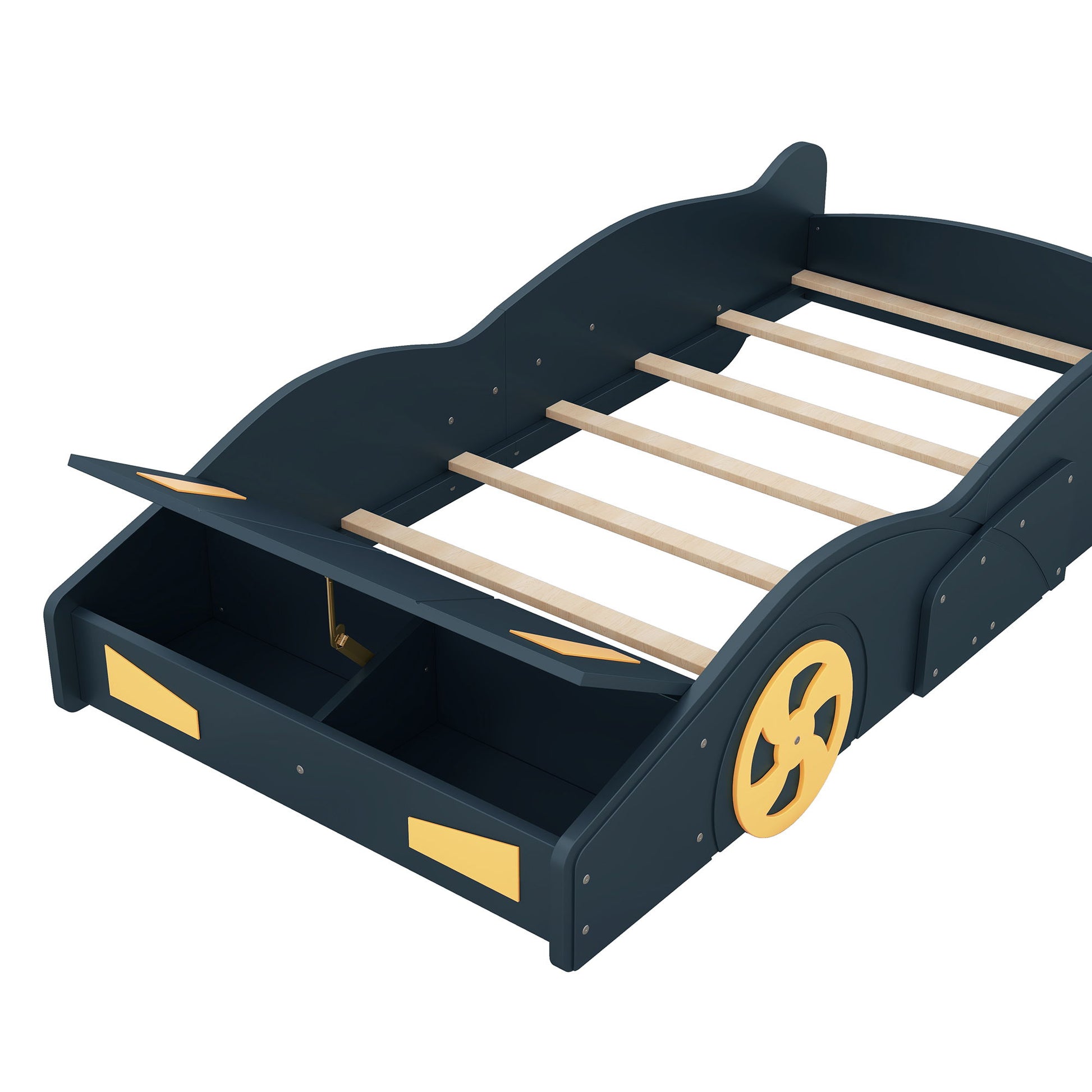 Race Car Shaped Platform Bed With Wheels And Storage - The Sleep Loft - Online Mattress Showroom NYC