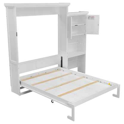 Queen Size Murphy Bed With Louvered Design And Multiple Storage Shelves - White - The Sleep Loft - Online Mattress Showroom NYC