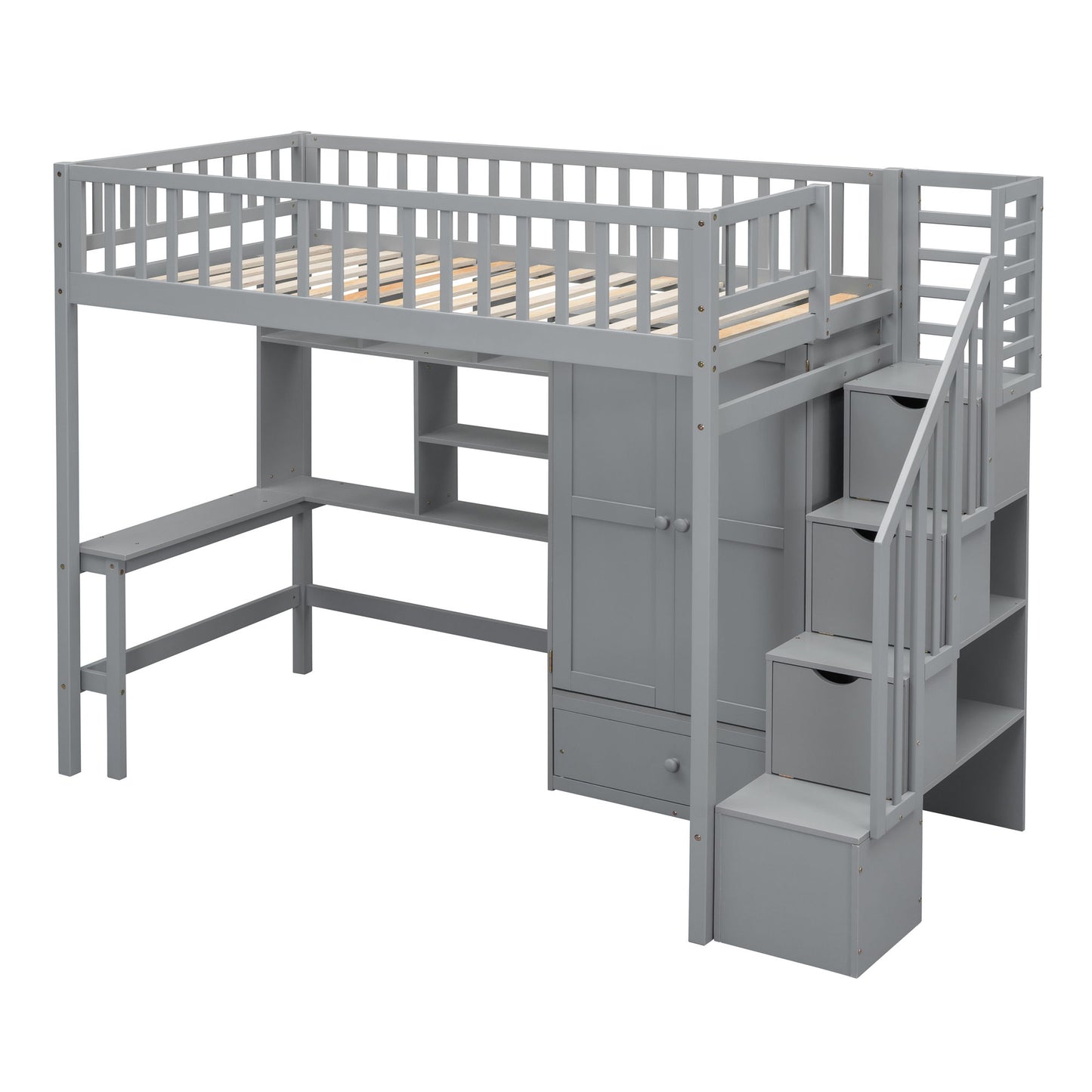 Loft Bed With Bookshelf, Drawers, Desk, And Wardrobe - The Sleep Loft - Online Mattress Showroom NYC