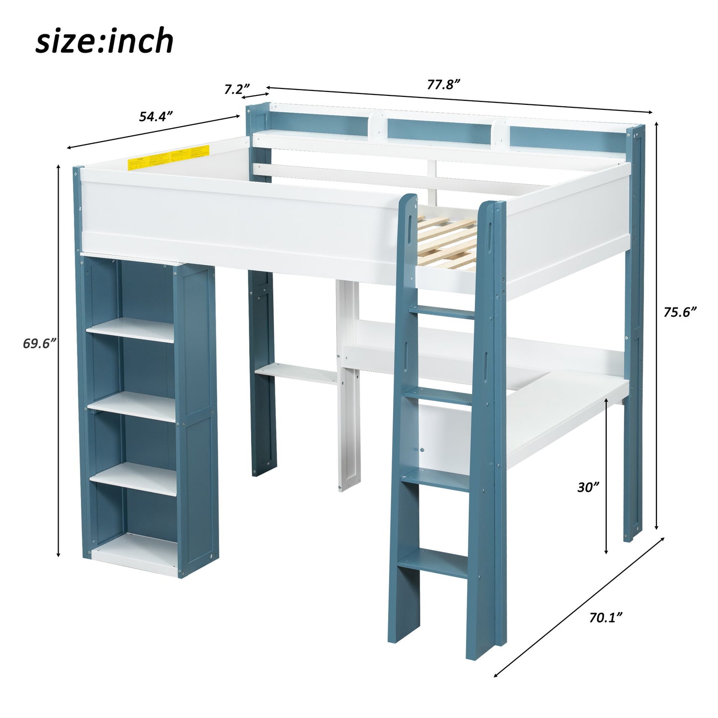 Loft Bed With Built In Storage Shelves, Clothes Rail, And Desk - The Sleep Loft - Online Mattress Showroom NYC