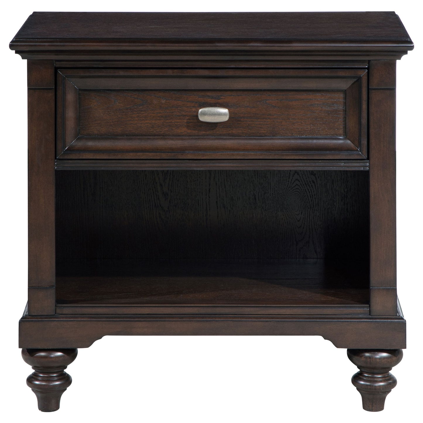 Berwick - 1 Drawer Nightstand With Open Cubby - Dark Oak - The Sleep Loft - Online Mattress Showroom NYC