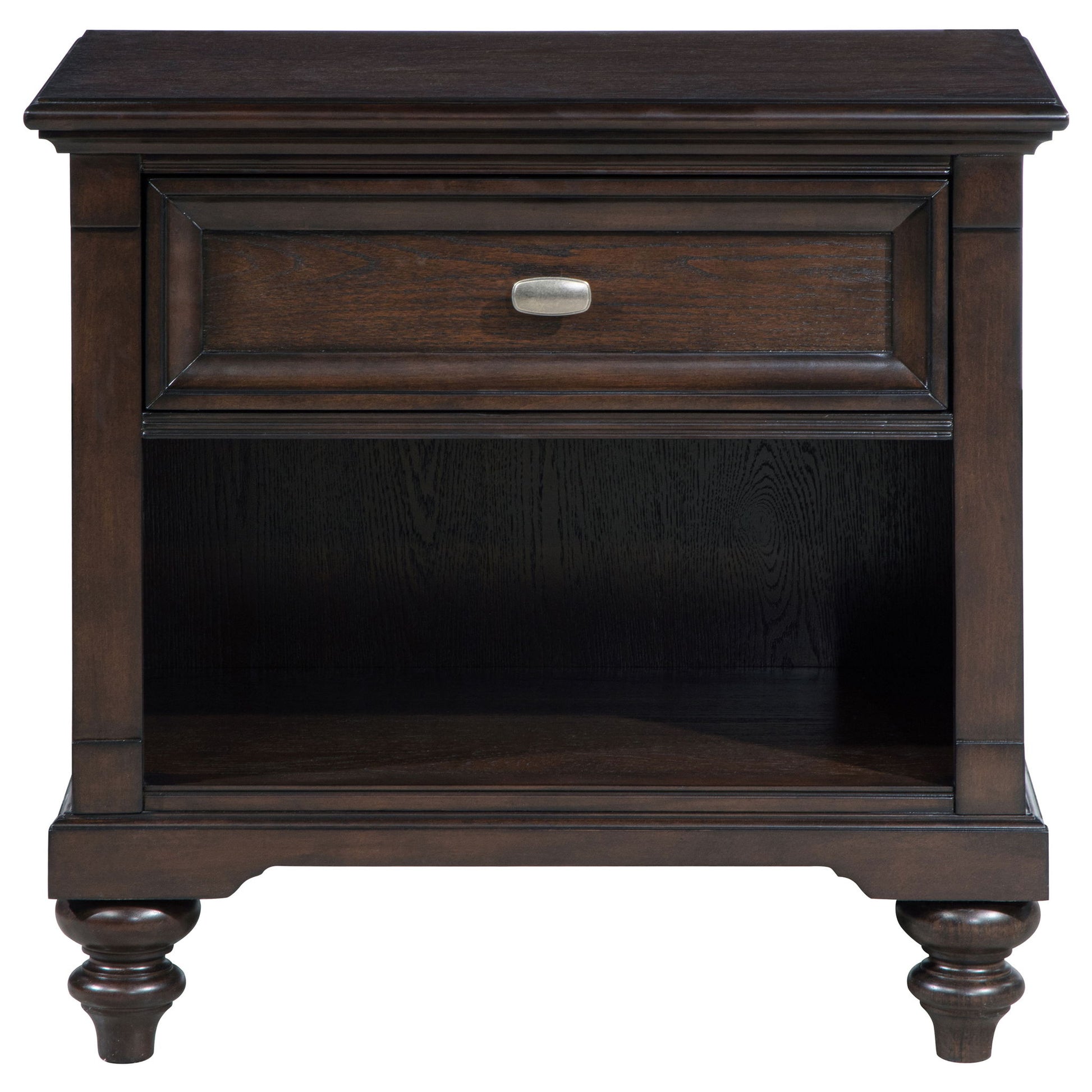 Berwick - 1 Drawer Nightstand With Open Cubby - Dark Oak - The Sleep Loft - Online Mattress Showroom NYC