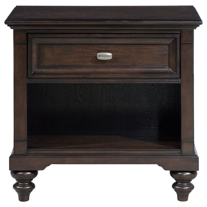 Berwick - 1 Drawer Nightstand With Open Cubby - Dark Oak - The Sleep Loft - Online Mattress Showroom NYC