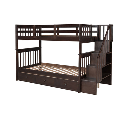 Stairway Bunk Bed With Storage And Guard Rail For Bedroom - The Sleep Loft - Online Mattress Showroom NYC