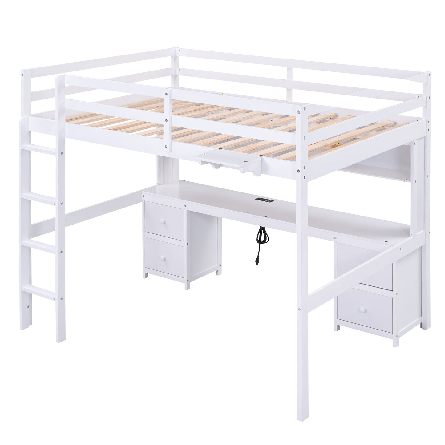 Loft Bed With Desk, Cabinets, Drawers, Charging Station And Bedside Tray - The Sleep Loft - Online Mattress Showroom NYC