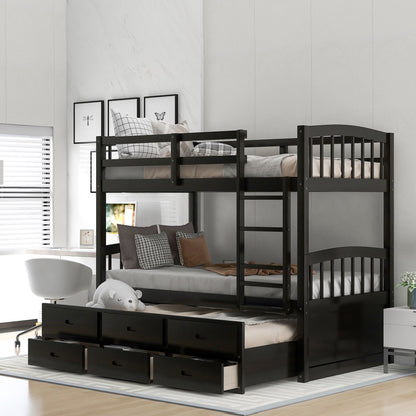 Bunk Bed With Trundle And Drawers, Arched Headboard And Footboard - The Sleep Loft - Online Mattress Showroom NYC