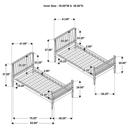 Abram Windsor Twin Over Twin Wood Bunk Bed with Ladder Black
