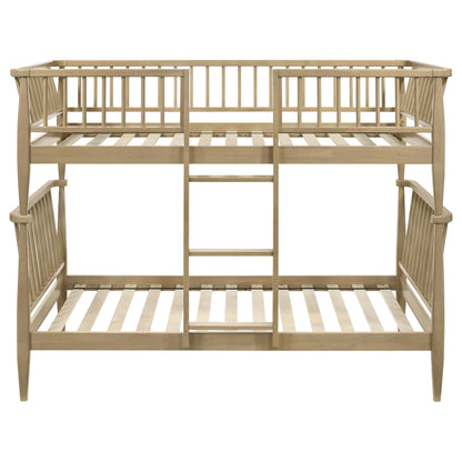 Abram Windsor Twin Over Twin Wood Bunk Bed with Ladder Almond