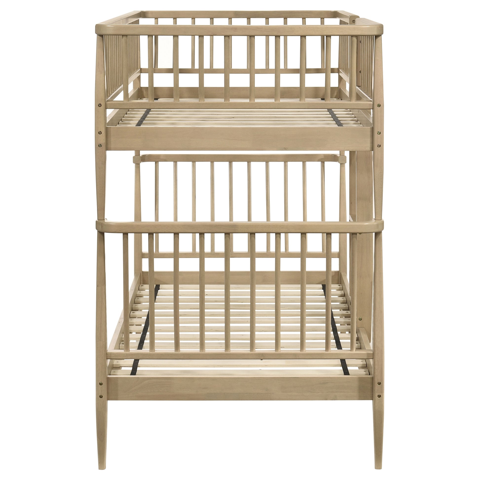 Abram Windsor Twin Over Twin Wood Bunk Bed with Ladder Almond
