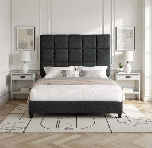 Squares Upholstered Platform Bed - The Sleep Loft - Online Mattress Showroom NYC
