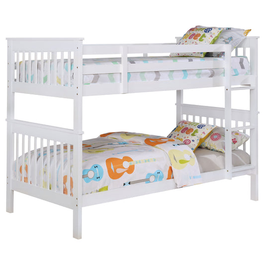 Chapman Wood Twin Over Twin Bunk Bed with Mattress White - The Sleep Loft - Online Mattress Showroom NYC