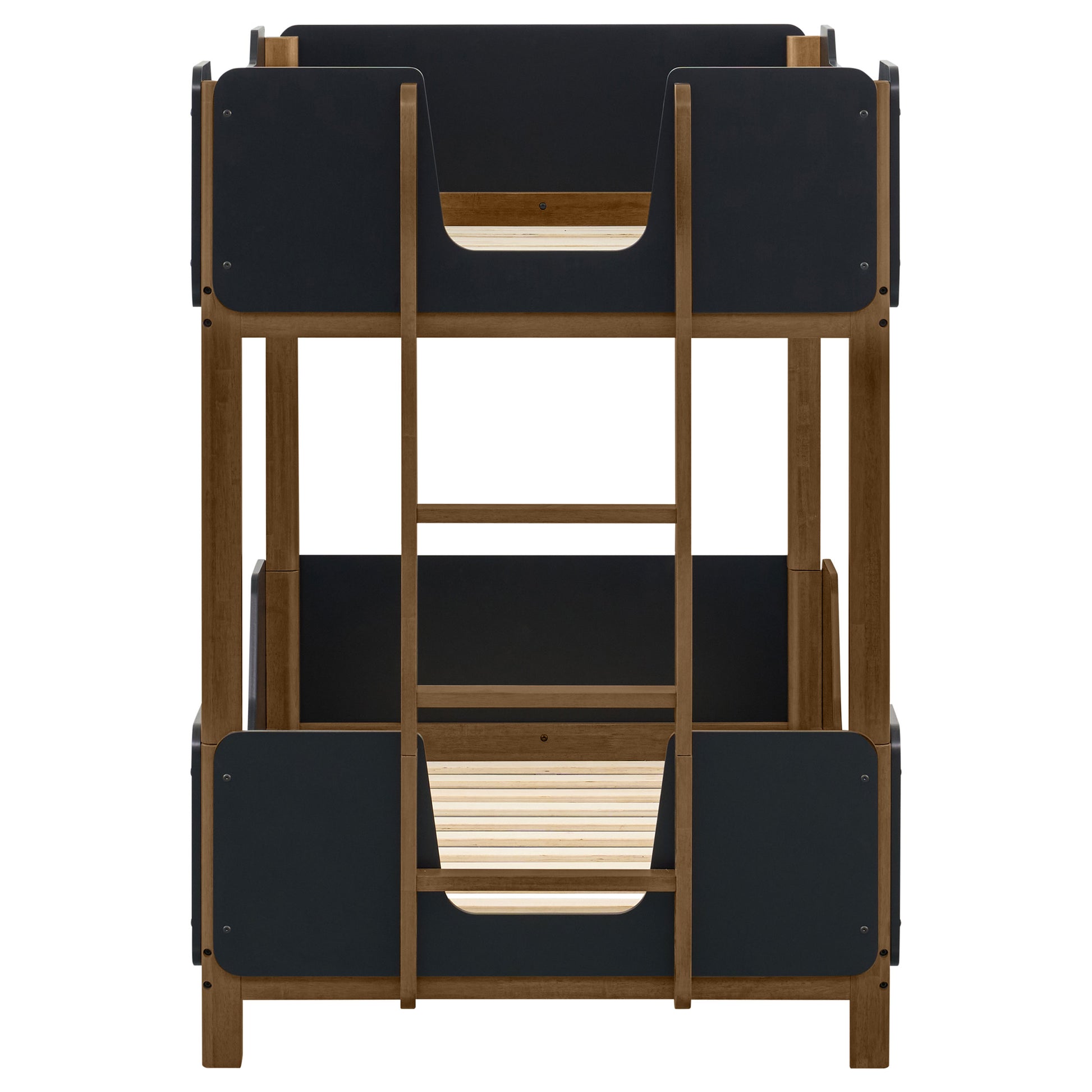 Morris Twin Over Twin Wood Bunk Bed Black and Walnut