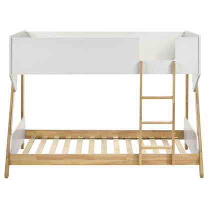 Wyatt Wood Twin Over Twin Bunk Bed White and Natural 