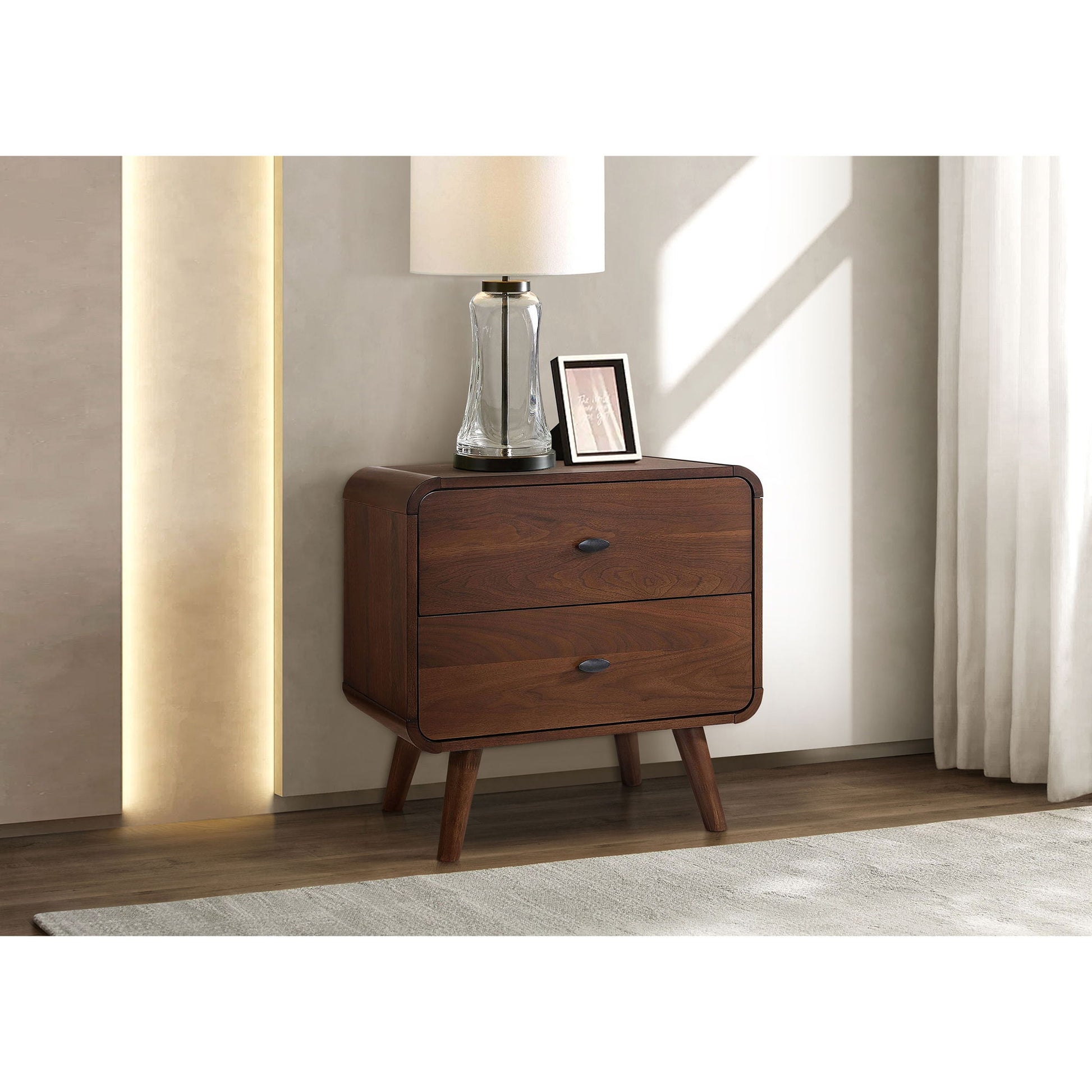 2 Drawer Nightstand - Walnut - The Sleep Loft - Online Mattress Showroom NYC