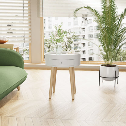 Nightstand With Storage Drawer, Bedside Table For Bedroom - White