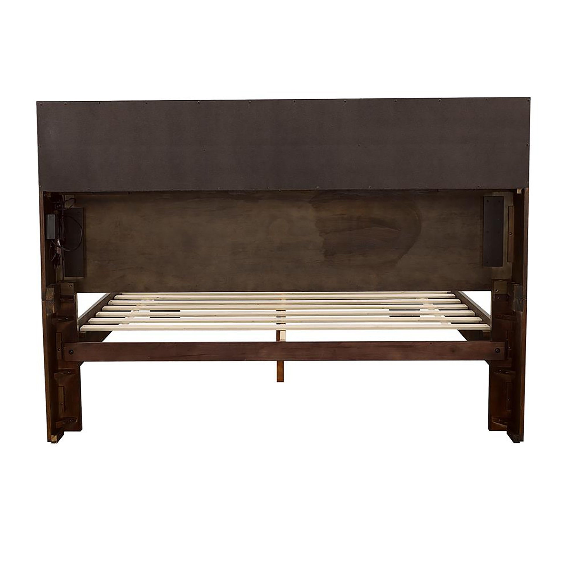 Queen Bed With Bookcase Headboard - Brown - The Sleep Loft - Online Mattress Showroom NYC