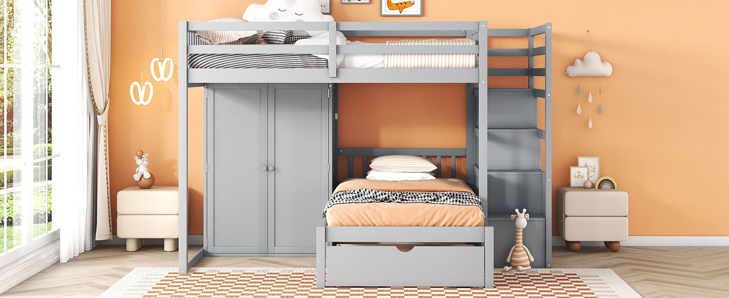 Bunk Bed With Wardrobe, Drawers - The Sleep Loft - Online Mattress Showroom NYC