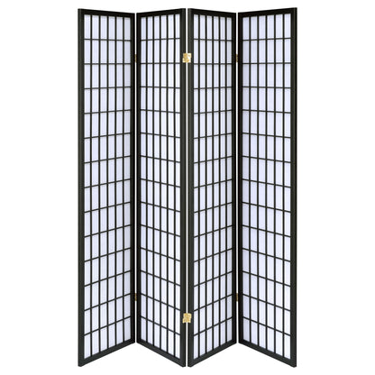 Roberto 4-Panel Room Divider Folding Shoji Screen Black