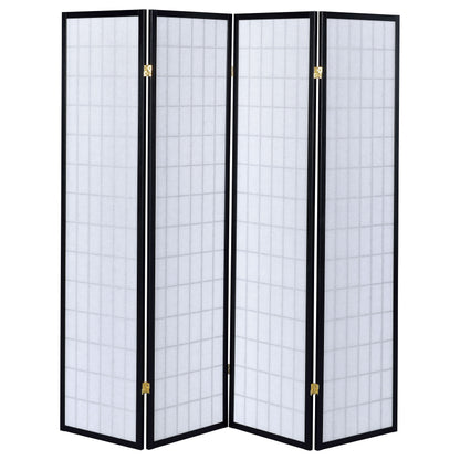 Roberto 4-Panel Room Divider Folding Shoji Screen Black