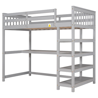 Loft Bed With Storage Shelves And Under Bed Desk - The Sleep Loft - Online Mattress Showroom NYC
