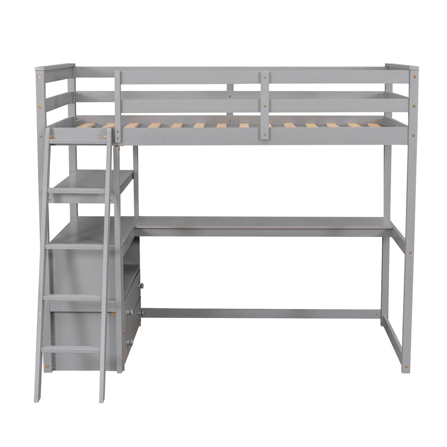 Modern Loft Bed With Built In Desk, Shelves, And 2 Drawers - The Sleep Loft - Online Mattress Showroom NYC