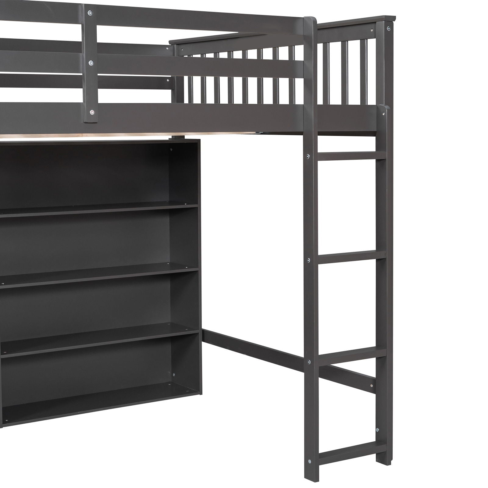 Loft Bed With 8 Open Storage Shelves And Built In Ladder - The Sleep Loft - Online Mattress Showroom NYC