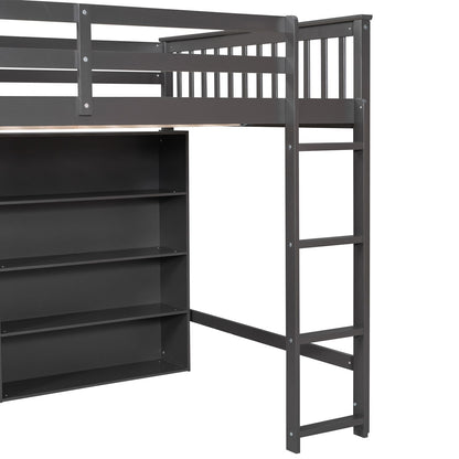 Loft Bed With 8 Open Storage Shelves And Built In Ladder - The Sleep Loft - Online Mattress Showroom NYC