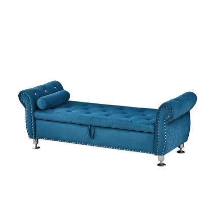 Storage Bench With Crystal Buttons And 1 Pillow For Bedroom - The Sleep Loft - Online Mattress Showroom NYC