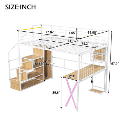 Loft Bed With Built In Work Station, Wardrobe, Storage Staircase And LED - The Sleep Loft - Online Mattress Showroom NYC