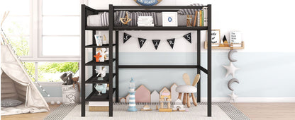 Loft Bed With 4 Tier Shelves And Storage - The Sleep Loft - Online Mattress Showroom NYC