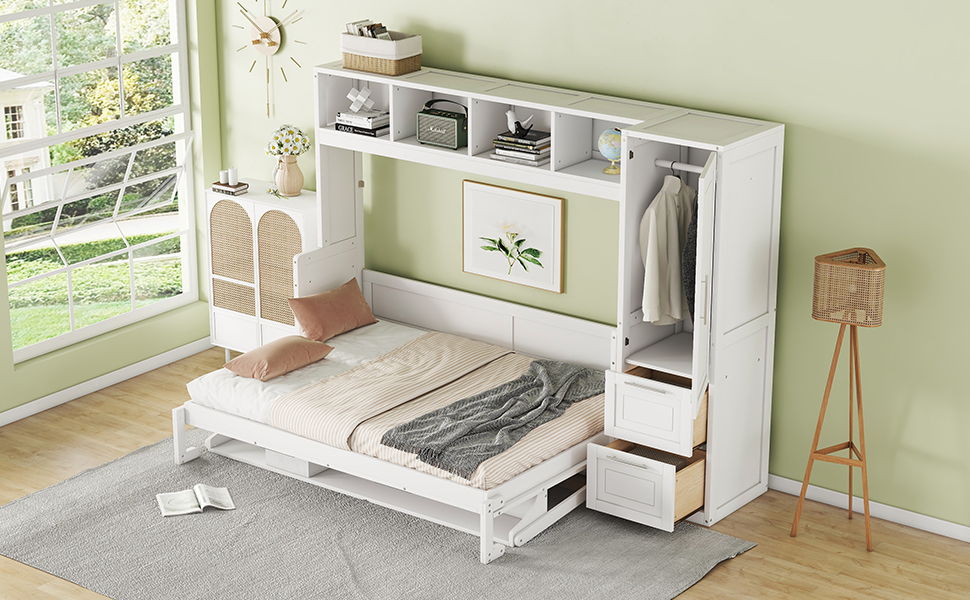 Space Saving Murphy Wall Bed With Closet And Drawers - The Sleep Loft - Online Mattress Showroom NYC