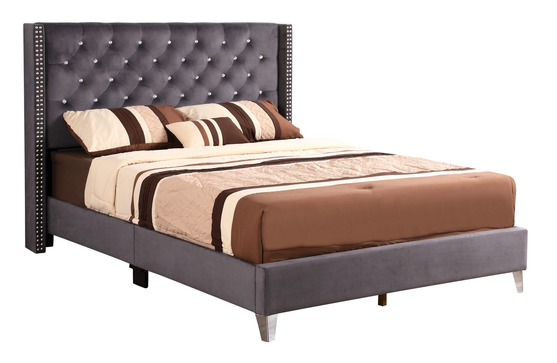 Upholstered Nailhead Trim Chic Bed - The Sleep Loft - Online Mattress Showroom NYC