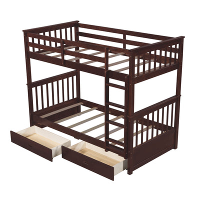 Bunk Bed With Ladders And 2 Storage Drawers - The Sleep Loft - Online Mattress Showroom NYC