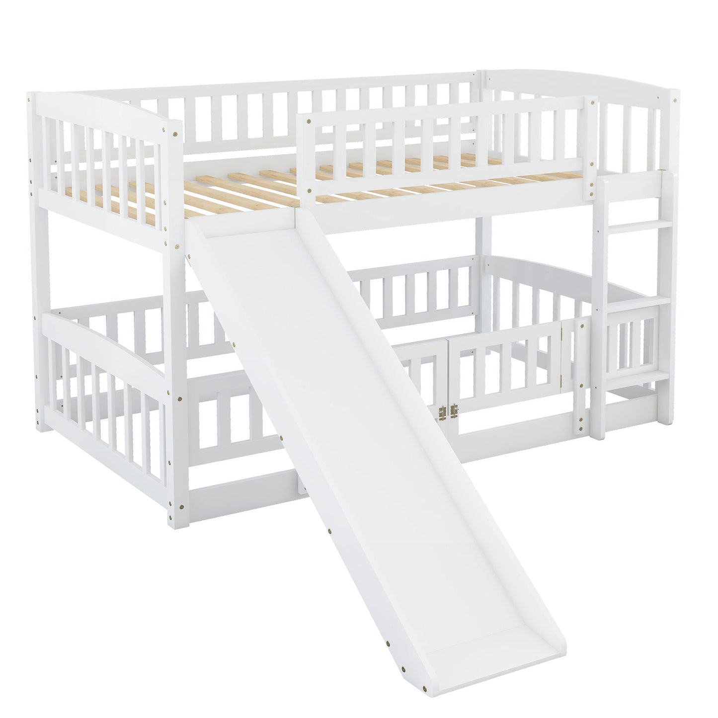 Low Bunk Bed With Slide, Fence And Ladder - The Sleep Loft - Online Mattress Showroom NYC