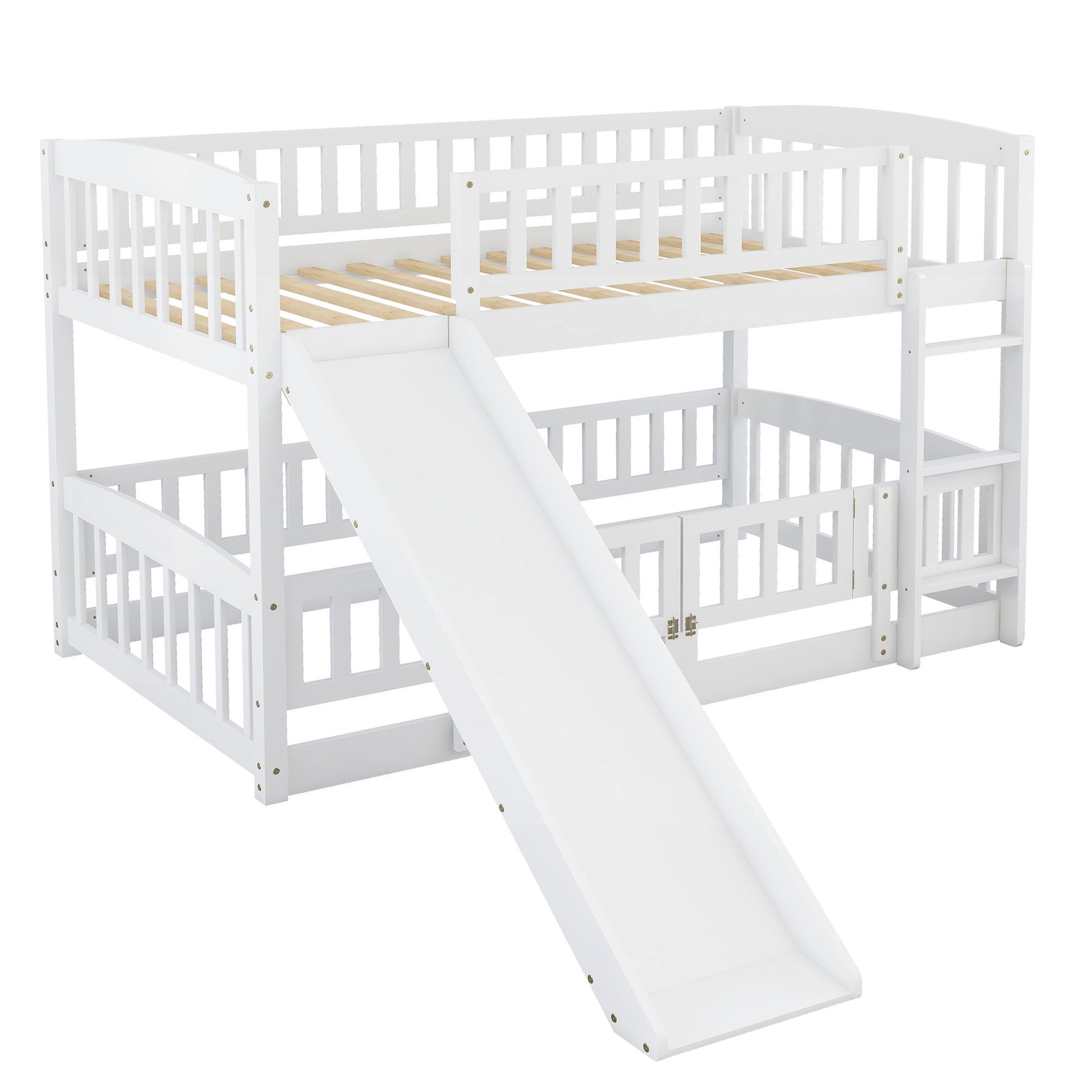 Low Bunk Bed With Slide, Fence And Ladder - The Sleep Loft - Online Mattress Showroom NYC