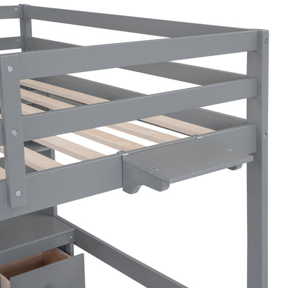 Loft Bed With Desk, Cabinets, Drawers, Charging Station And Bedside Tray - The Sleep Loft - Online Mattress Showroom NYC