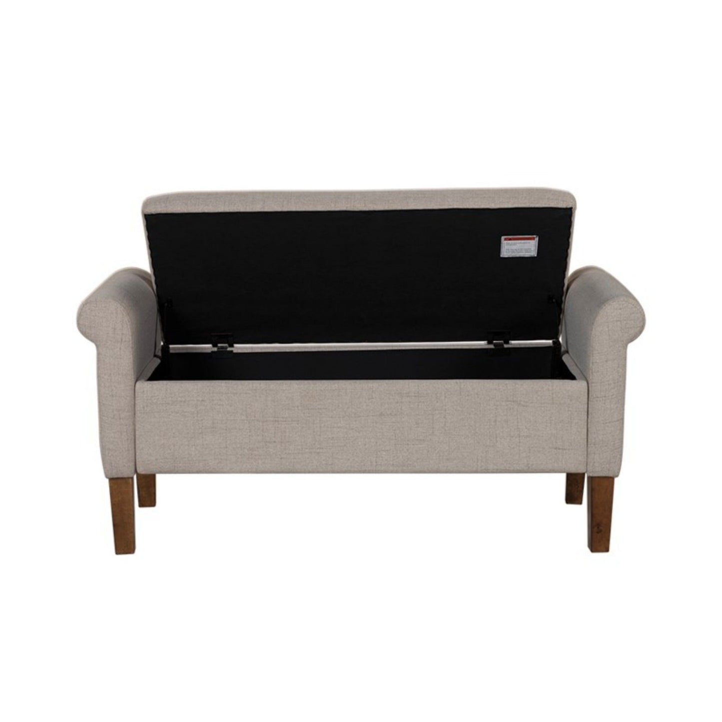 Upholstered Storage Bench With Rolled Armrests - Beige - The Sleep Loft - Online Mattress Showroom NYC