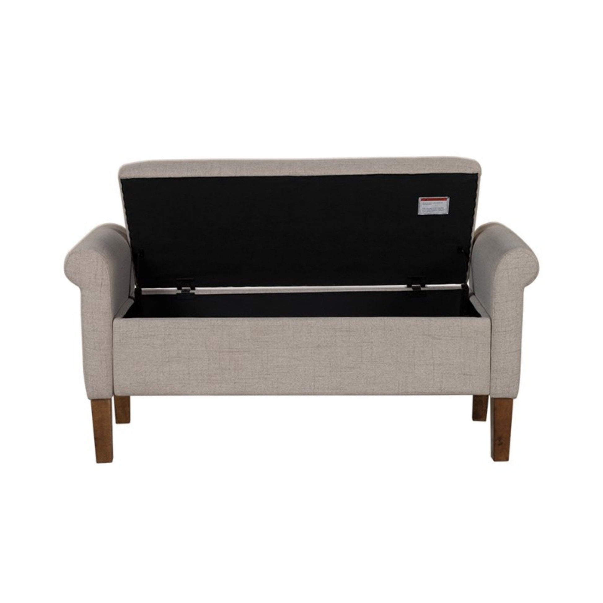 Upholstered Storage Bench With Rolled Armrests - Beige - The Sleep Loft - Online Mattress Showroom NYC