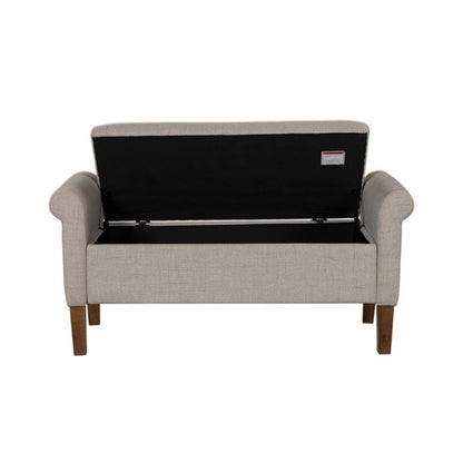 Upholstered Storage Bench With Rolled Armrests - Beige - The Sleep Loft - Online Mattress Showroom NYC