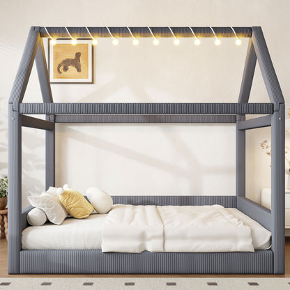 Upholstered House Style Daybed With LED Light Strips - The Sleep Loft - Online Mattress Showroom NYC