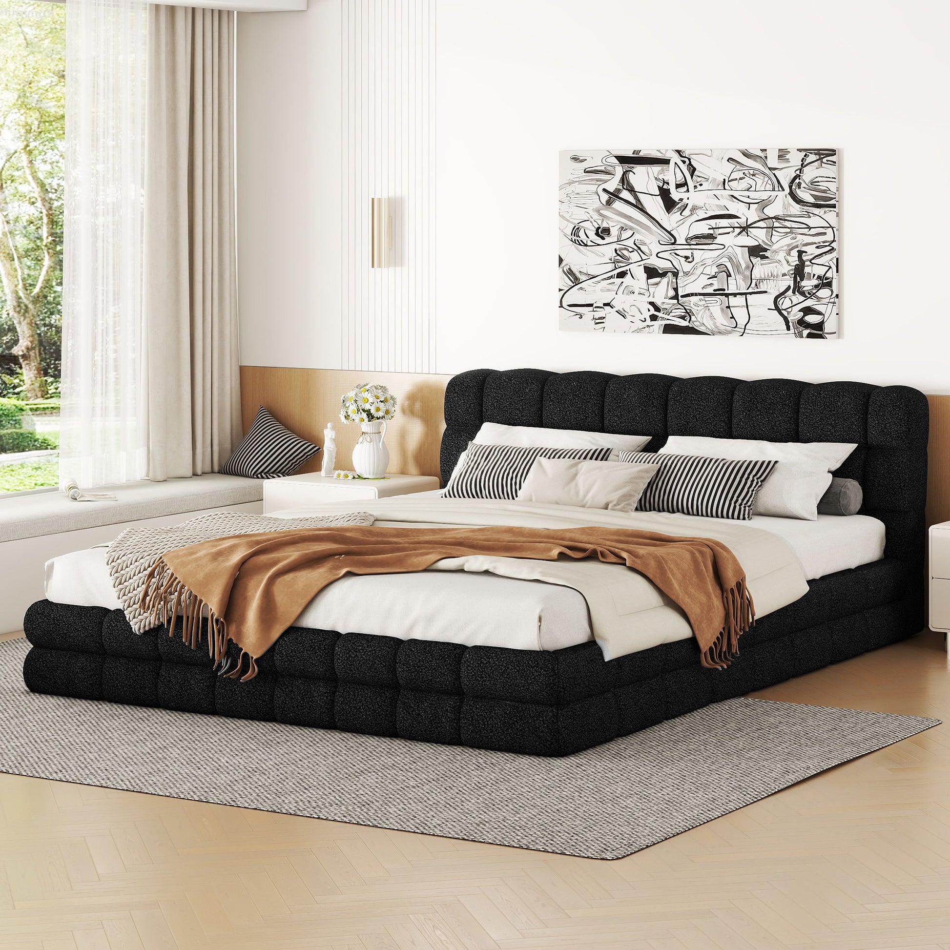 Upholstered Platform Bed With Headboard - The Sleep Loft - Online Mattress Showroom NYC