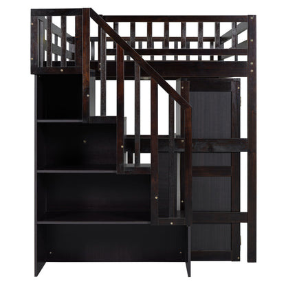 Loft Bed With Stairs, Bookshelf, Drawers, Desk & Wardrobe, Space Saving Multifunctional Furniture - The Sleep Loft - Online Mattress Showroom NYC