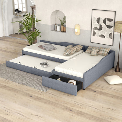 Upholstered Double Daybed With Trundle And Drawer - The Sleep Loft - Online Mattress Showroom NYC