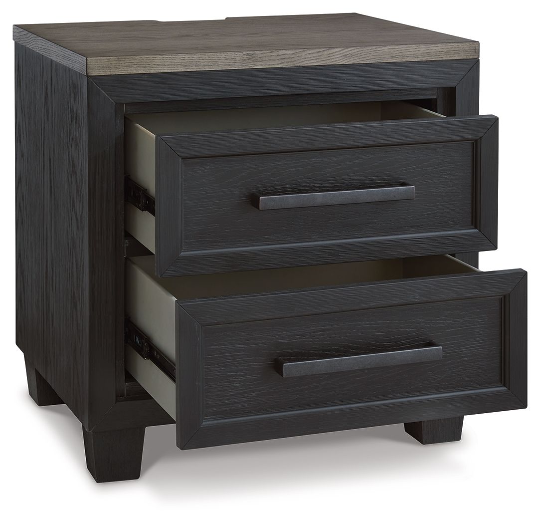 Foyland - Two Drawer Night Stand - Black / Brown - The Sleep Loft - Online Mattress Showroom NYC