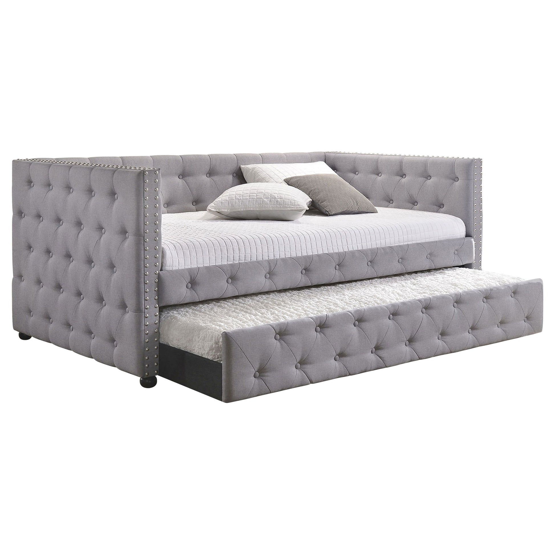 Cross - Upholstered Twin Daybed With Trundle - Gray - The Sleep Loft - Online Mattress Showroom NYC